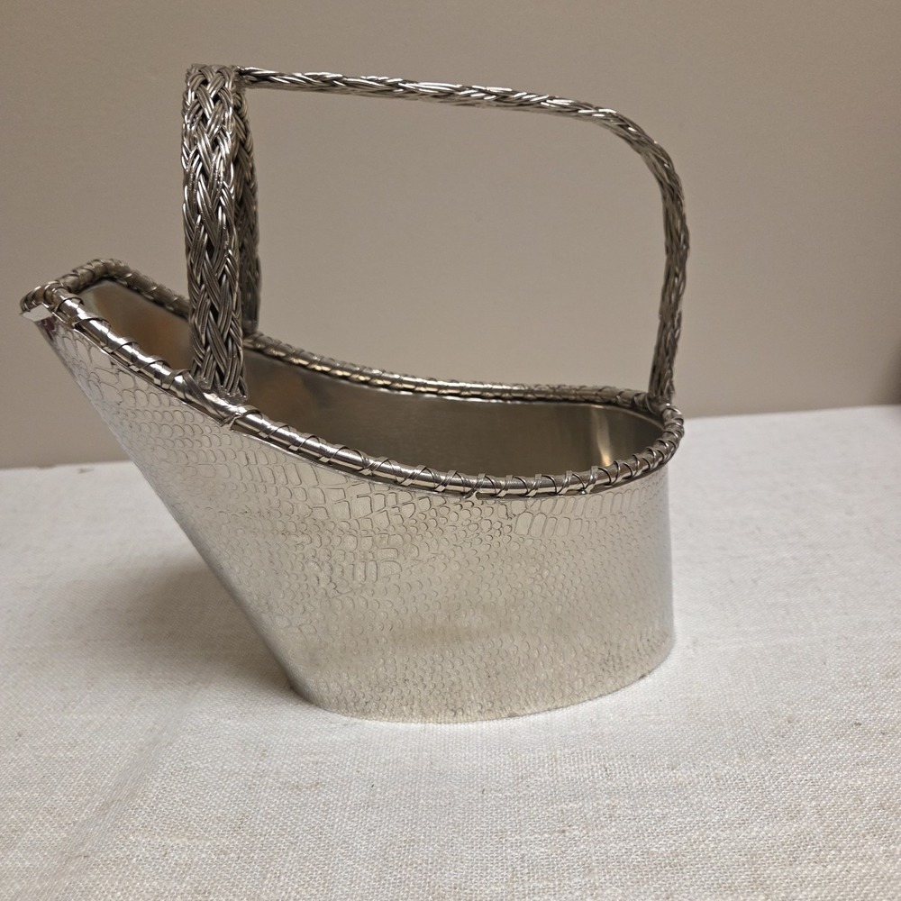 Handcrafted Metal‎ Wine Caddy with Braided Handle Made in India